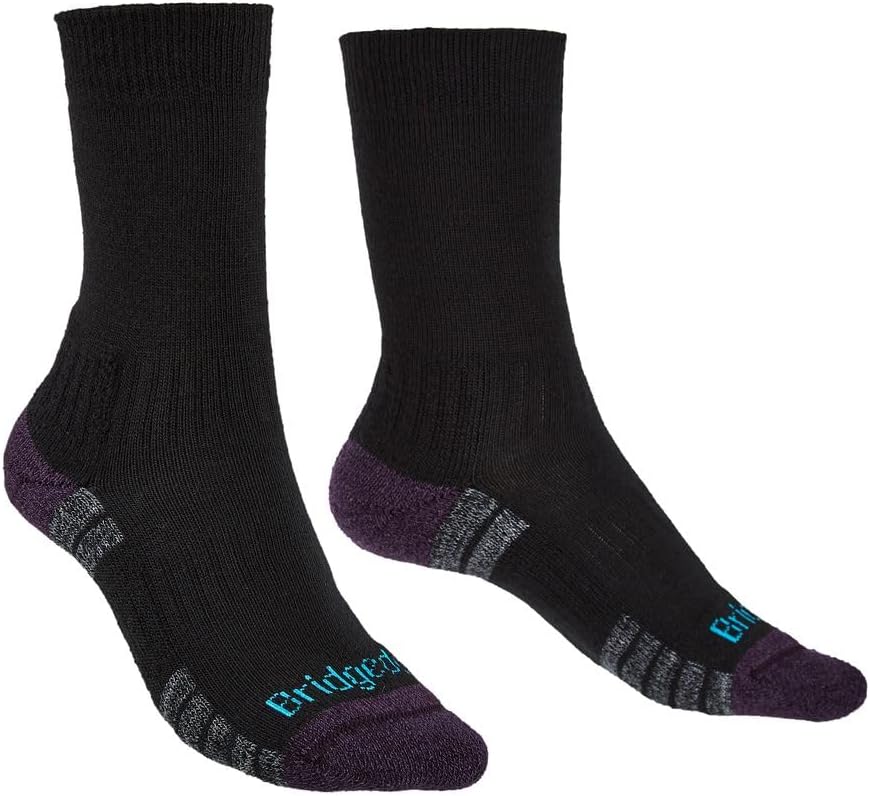 Bridgedale Hike Lightweight Trail Merino Endurance Boot Womens Walking Socks Large Black Purple