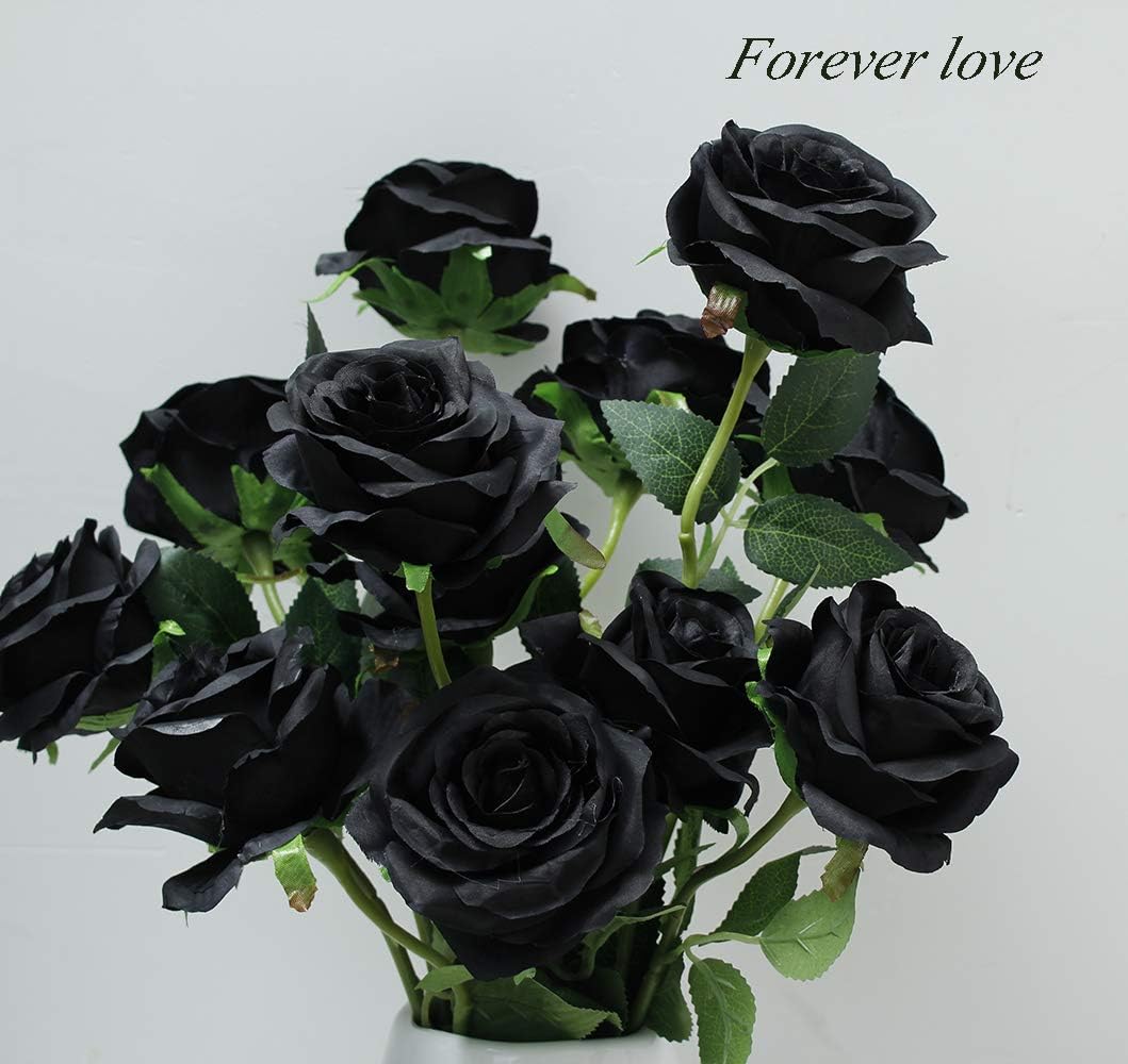 12 PCS Artificial Flowers Roses Silk Flowers Fake Long Stem Artificial Roses for Home Wedding Decorations (Yellow)