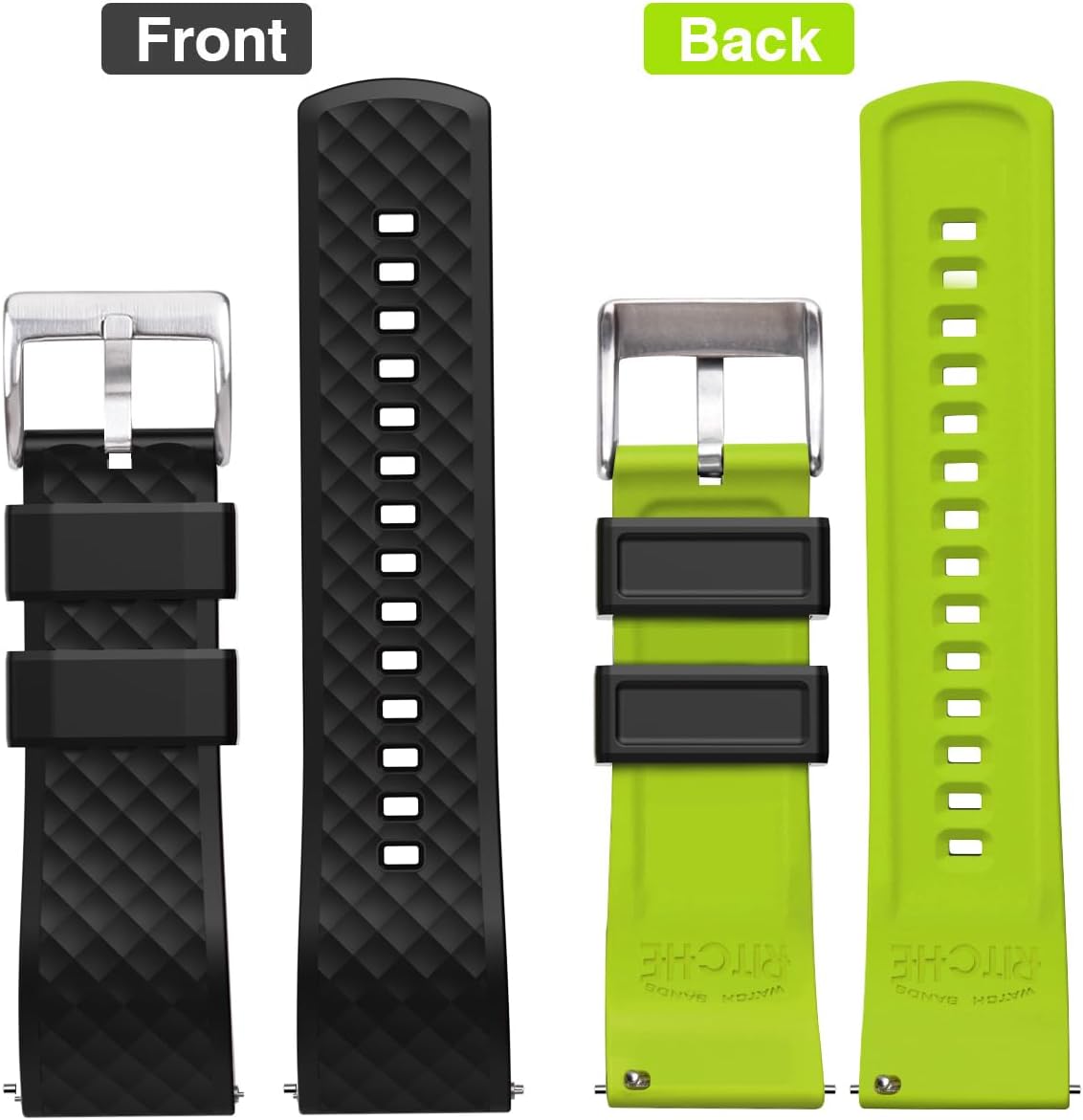 Ritche Christmas Gift Silicone Watch Bands 18mm 20mm 22mm 24mm Quick Release Rubber Watch Bands for Men, White Elephant Gifts