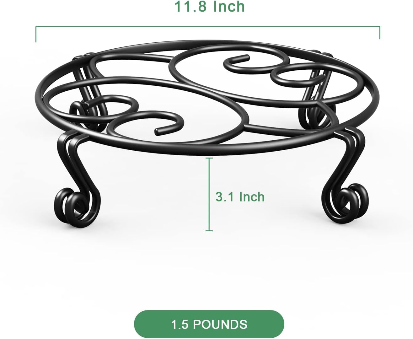 Yimobra 2 Pack Plant Stand for Flower Pot Heavy Duty Potted Holder Indoor Outdoor Metal Rustproof Iron Garden Container Round Supports Rack for