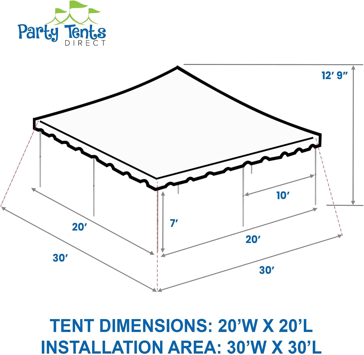 20’ x 20’ Weekender Canopy Pole Tent, Indoor and Outdoor Heavy Duty Easy Up, 80 Person Capacity Tent for Parties, Weddings, and Events, Commercial and Residential Use, PVC White Top | Easy Up Weekender Canopy Tent With 80 Person Capacity - Outdoor Canopi…