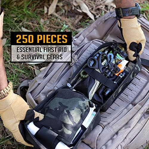 EVERLIT 250 Pcs Survival First Aid Kit | IFAK Outdoor Survival Kit Emergency Kit For Camping Hiking Hunting Earthquake Emergency Preparedness