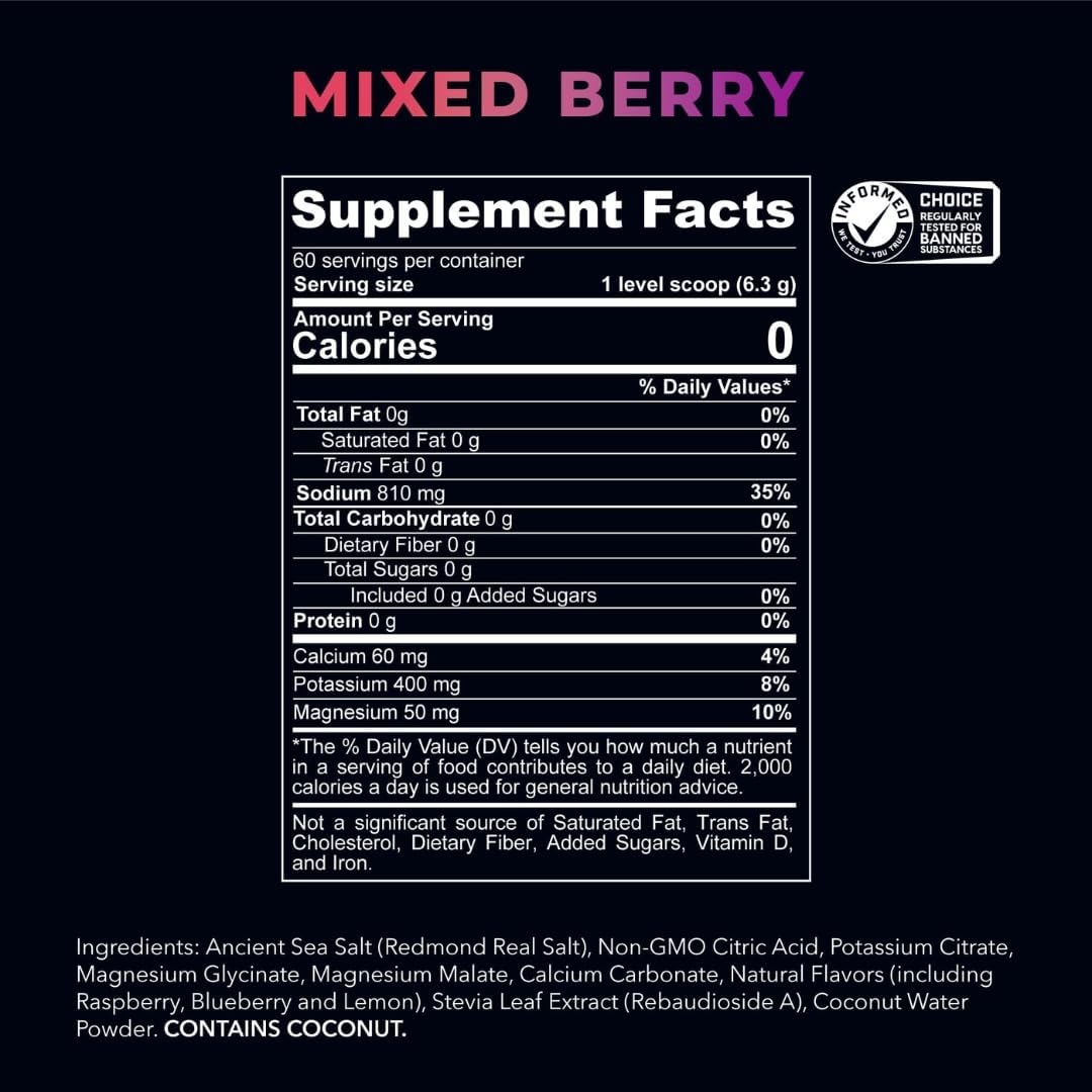 REDMOND Re-Lyte Sugar Free Electrolyte Powder Drink Mix (Mixed Berry)