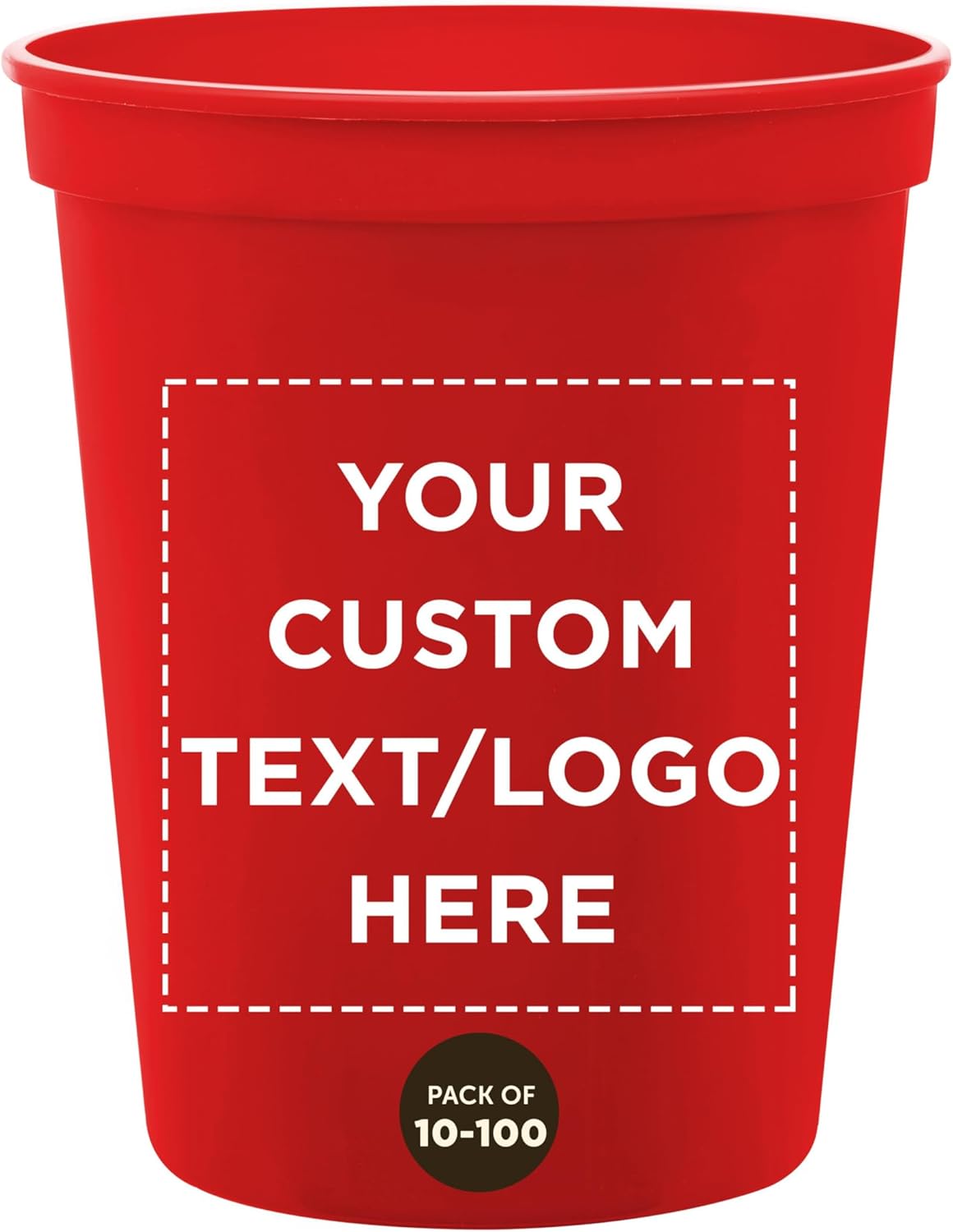 DISCOUNT PROMOS Custom Plastic Stadium Cups 16 oz. Set of 10/50/100, Personalized Bulk Pack - Perfect for Birthdays, Weddings, Picnic, Beach