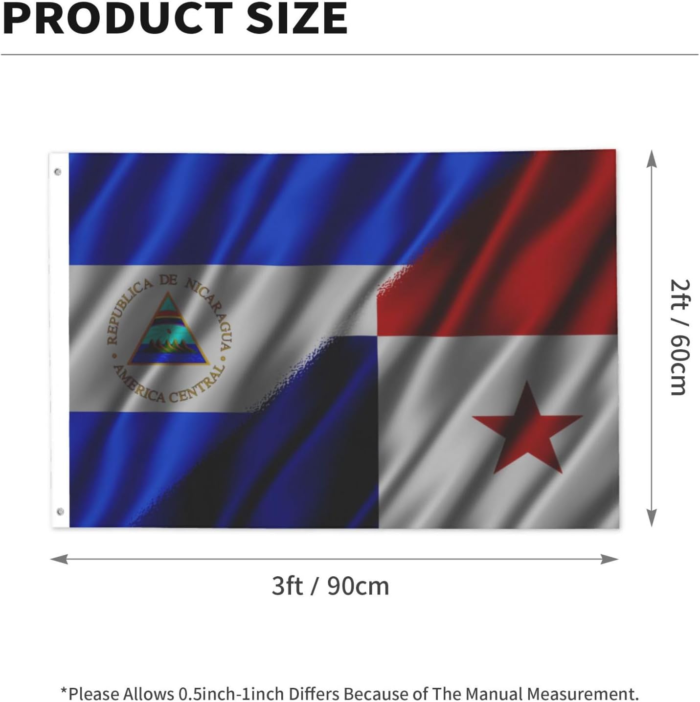 Nicaraguan Nicaragua And American Usa Flag 2x3 Ft Flags Double-Sided Printing Outdoor Indoor Decoration Country Flag 2x3 Foot Polyester Banner
