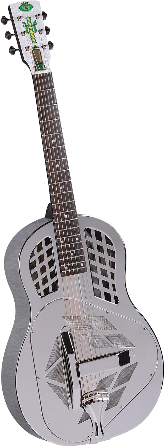 Regal RC-51 Tricone Resophonic Guitar – Nickel-Plated Brass Metal Body – 12th Fret Neck – Vintage Tone & Sustain – Rock Maple Saddle & Bone
