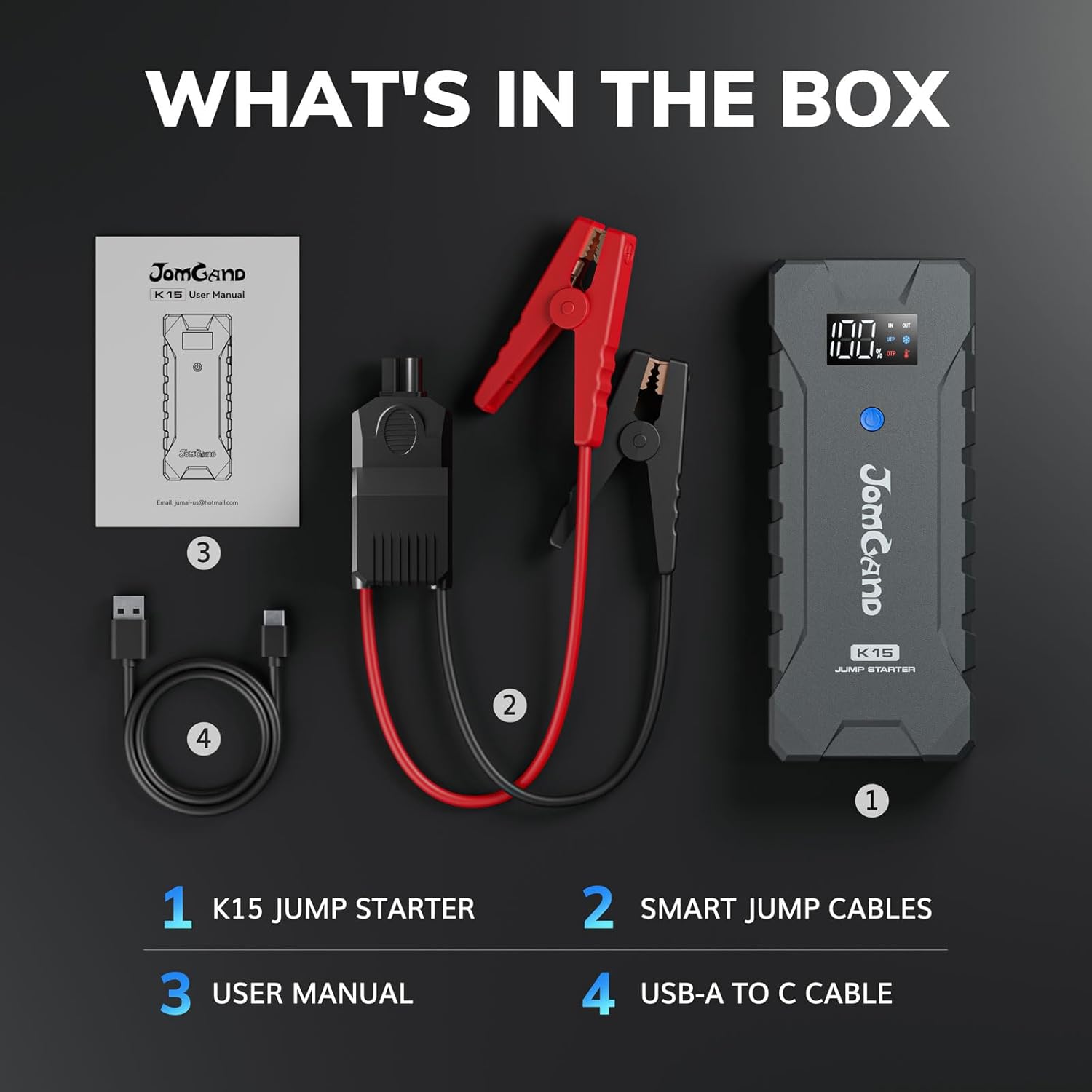 K15 Jump Starter for up to 8.0L Gas or 6.0L Diesel Engines | 2500 Amp 12V Car Battery Jump Starter