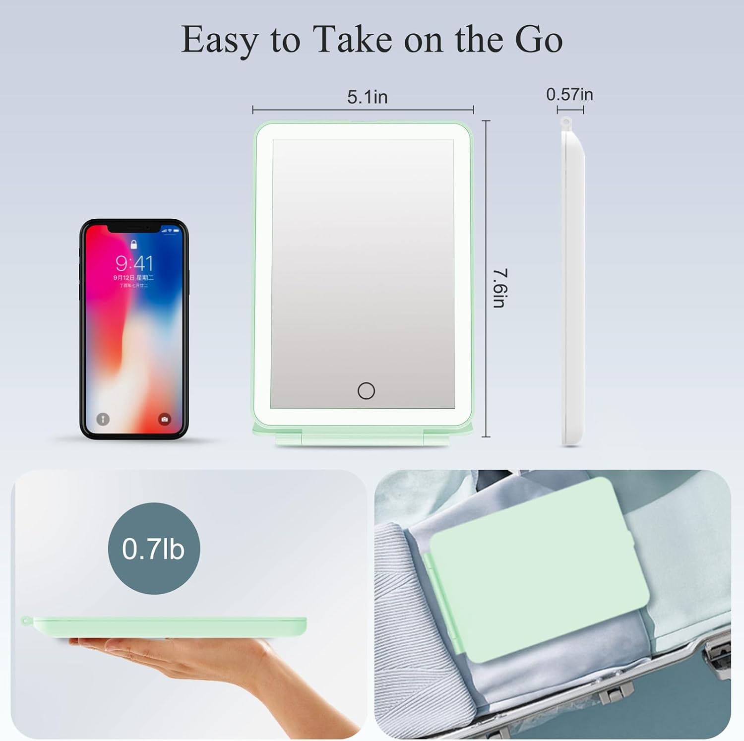 FUNTOUCH Rechargeable Travel Makeup Mirror with 72 Led Lights