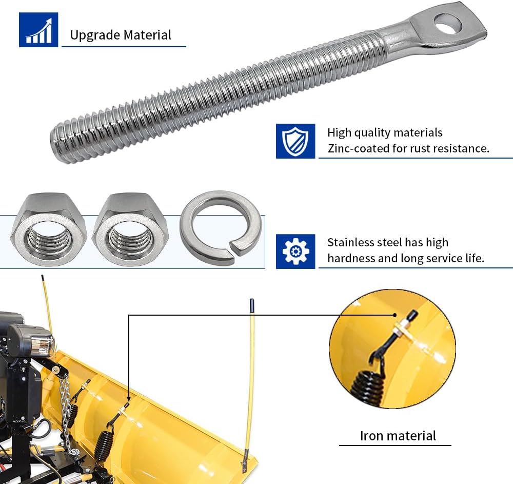 2PCS 5/8" Snow Plow Trip Spring Eye Bolt 1/2" Hole for Buyers SAM 1302005, NLP SNP6224,Meyer 09124,Western 90493K