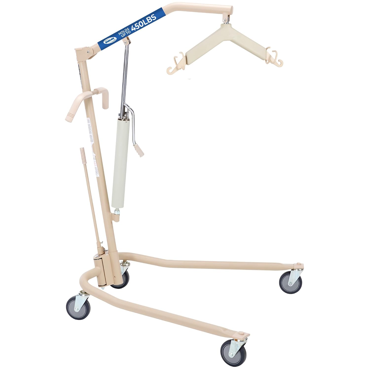 Invacare Hydraulic Patient Lift, Lightweight Transfer Lift Chair with 450 lb Weight Capacity, Bent Mast for Safer Transfers, 6-Point Padded Swivel Bar