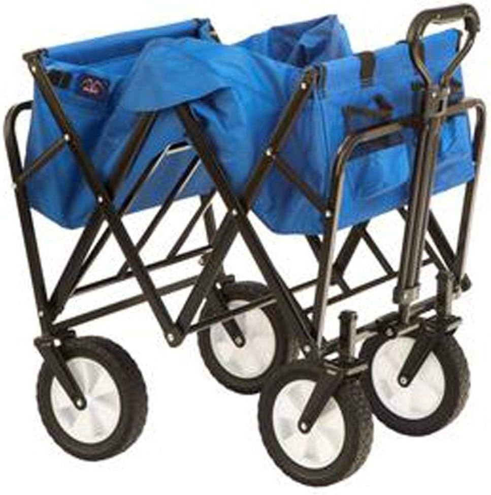 Mac Sports Heavy Duty Steel Frame Collapsible Folding 150 Pound Capacity Outdoor Camping Garden Utility Wagon Yard Cart, Red