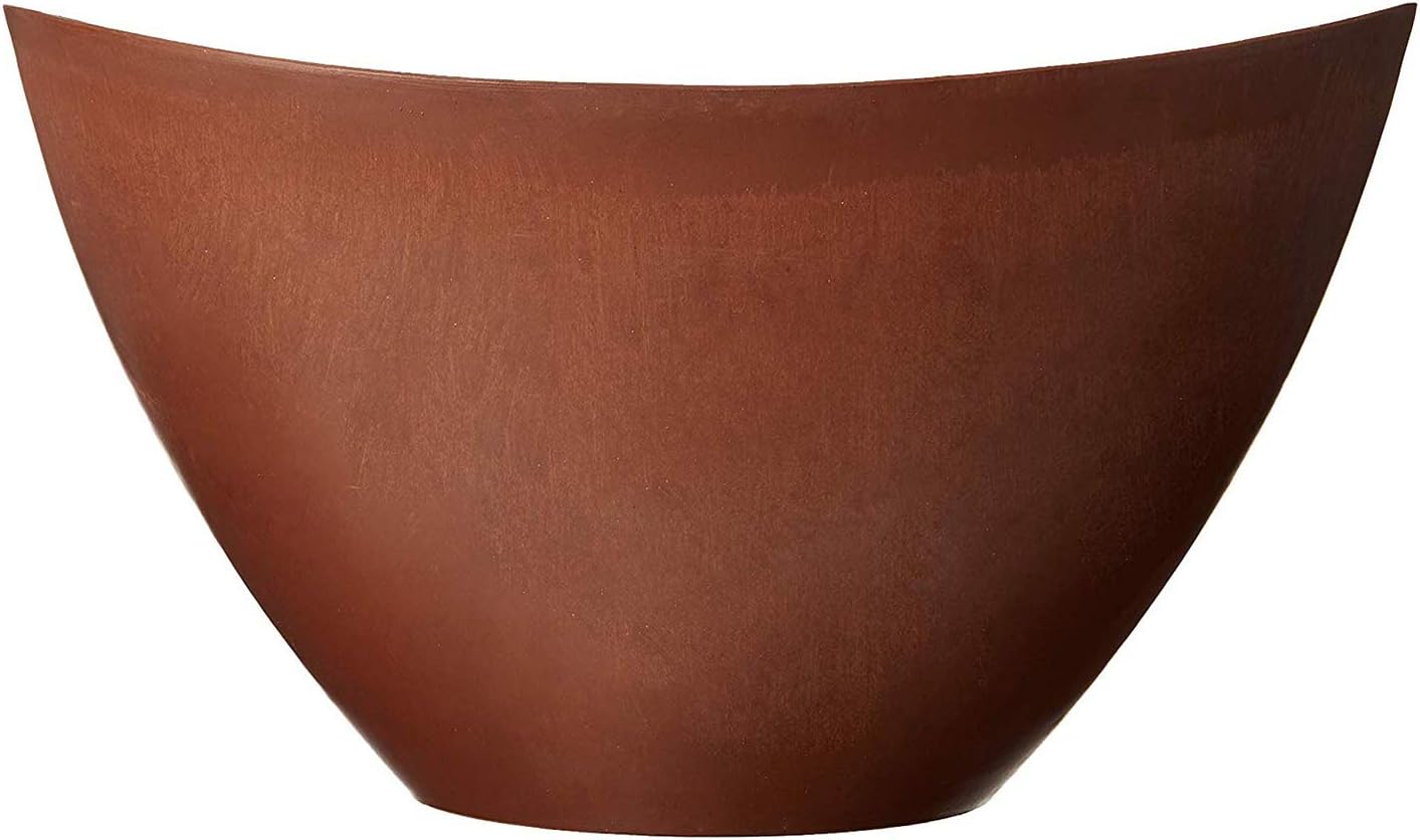 Arcadia Garden Products PSW Pot Collection YB41C Plastic/Stone/Wood Composite Curved Planter Pot – No Drainage Hole (Drillable), for Indoor and Outdoor Plants and Gardens, 16-inch, Chocolate