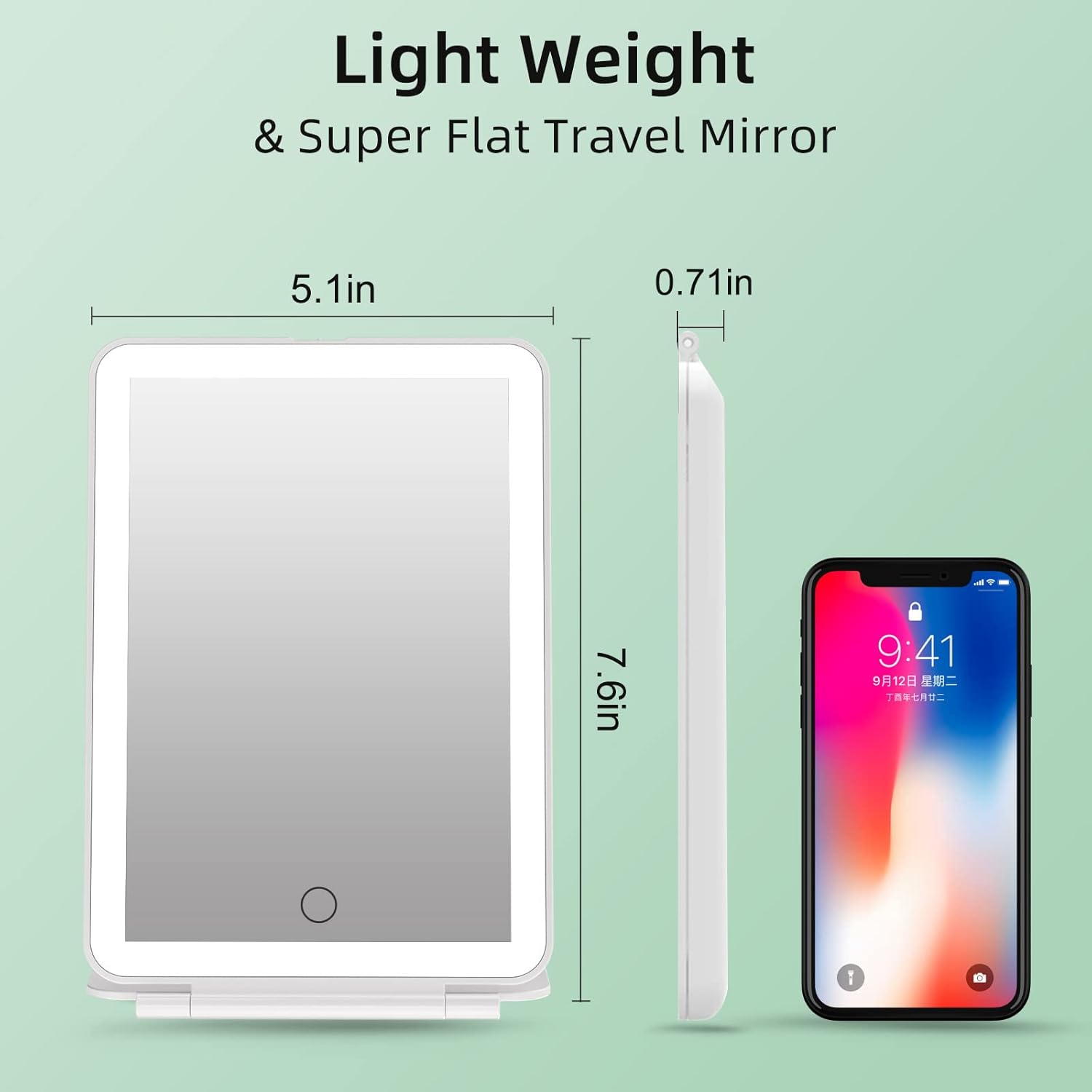 FUNTOUCH Rechargeable Travel Makeup Mirror with 72 Led Lights