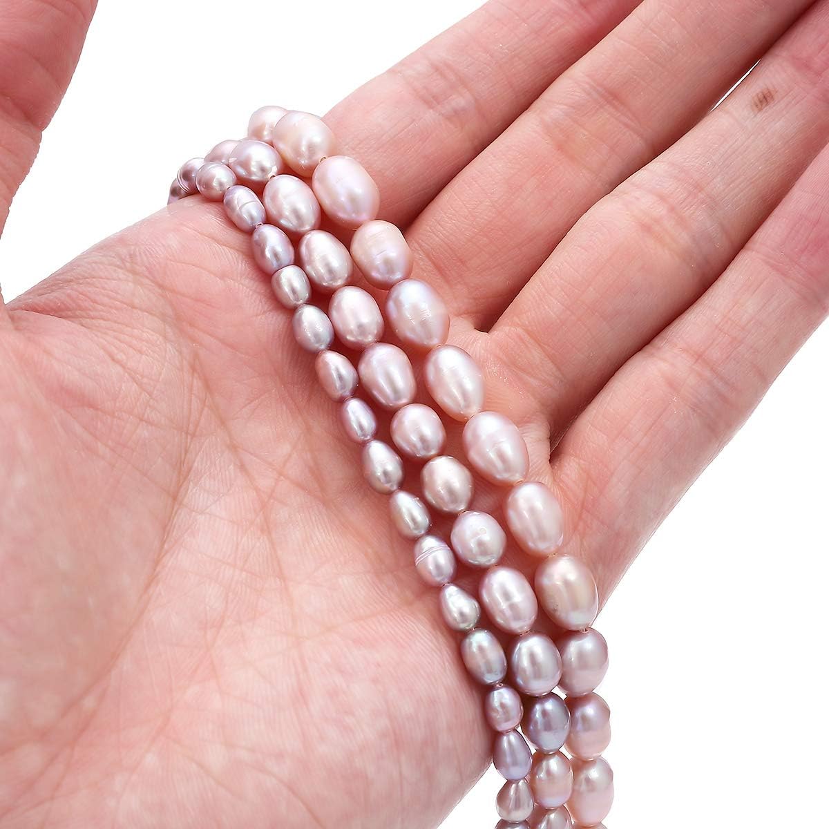 BEADIA Natural Pearl Beads Side Hole 7-8mm Purple Freshwater Cultured Loose Gemstone Beads for DIY Jewelry Making 13.8''/Strand