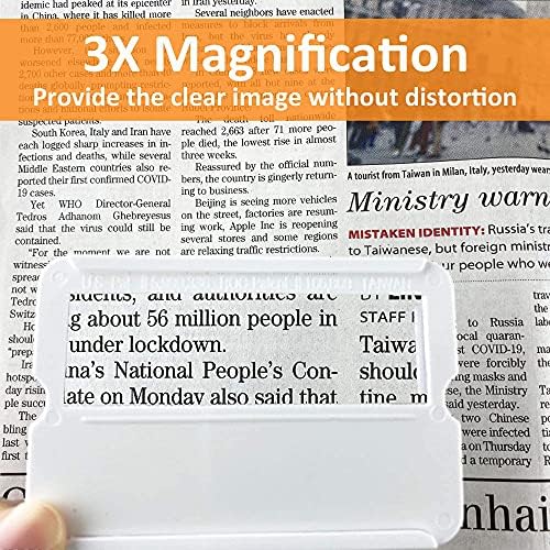 MAGDEPO 3X Magnifier Bookmark Ruler, Credit Card Size Magnifier, Card Protector with Magnifying Lens