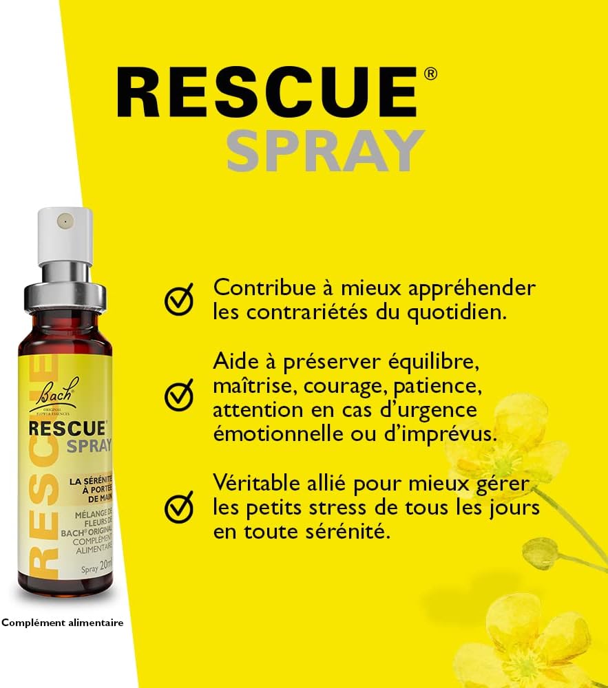 Bach RESCUE REMEDY Spray 20mL, Natural Stress Relief, Homeopathic Flower Essence, Vegan, Gluten & Sugar-Free, Non-Habit Forming (Packaging May Vary)