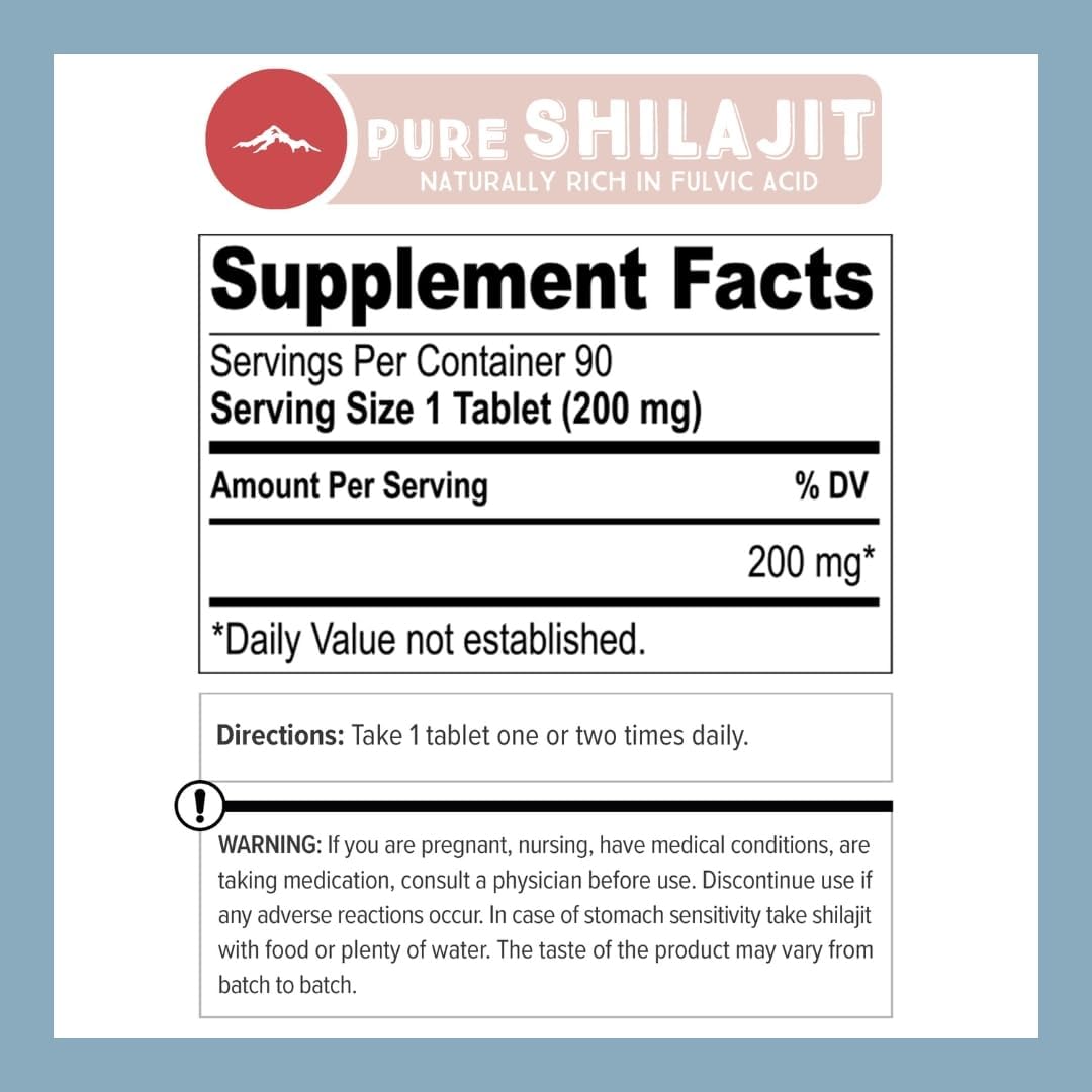 Pure Himalayan Shilajit | 100% Pure Natural Shilajit Grade A Max Potency 85+ Trace Minerals & Fulvic Acid | 3rd Party US Lab Tested | Altai Tablets