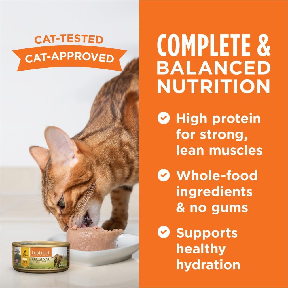Instinct Original Grain Free Real Rabbit Recipe Natural Wet Canned Cat Food, 3 oz. Cans (Case of 24) | Rich & creamy pate texture, high protein, real rabbit, whole-food ingredients, grain-free, hydration support