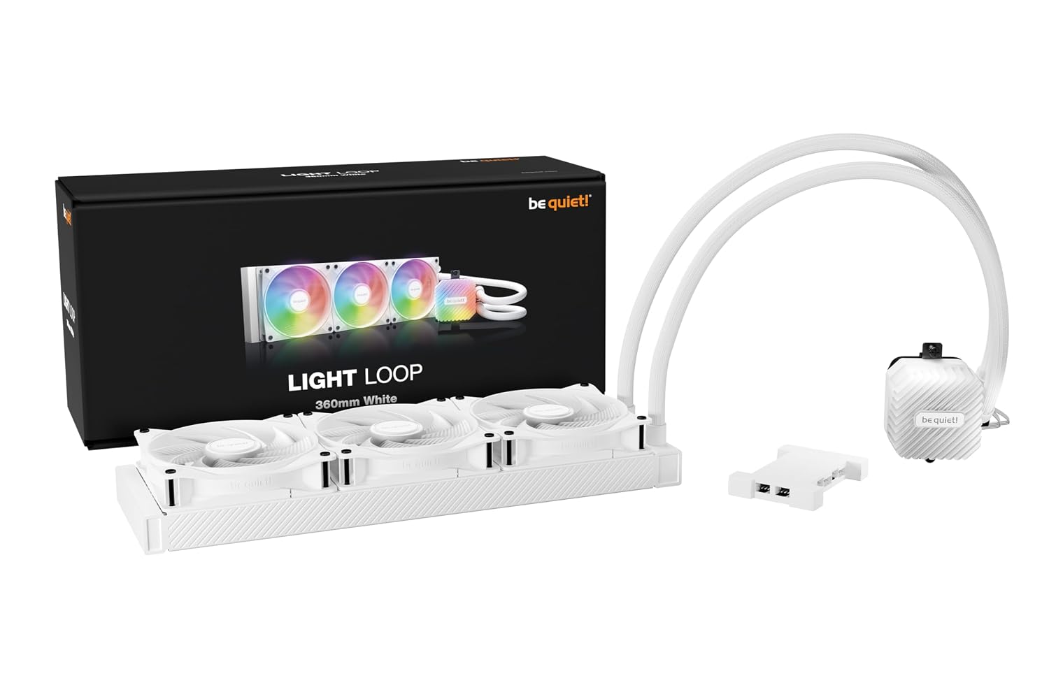 be quiet! Light Loop 360mm White CPU Liquid Cooler for Heavily Overclocked Systems, 3X Light Wings LX 120mm PWM high-Speed White Fan, Stylish ARGB Cooling Block, Extremely high Cooling Performance
