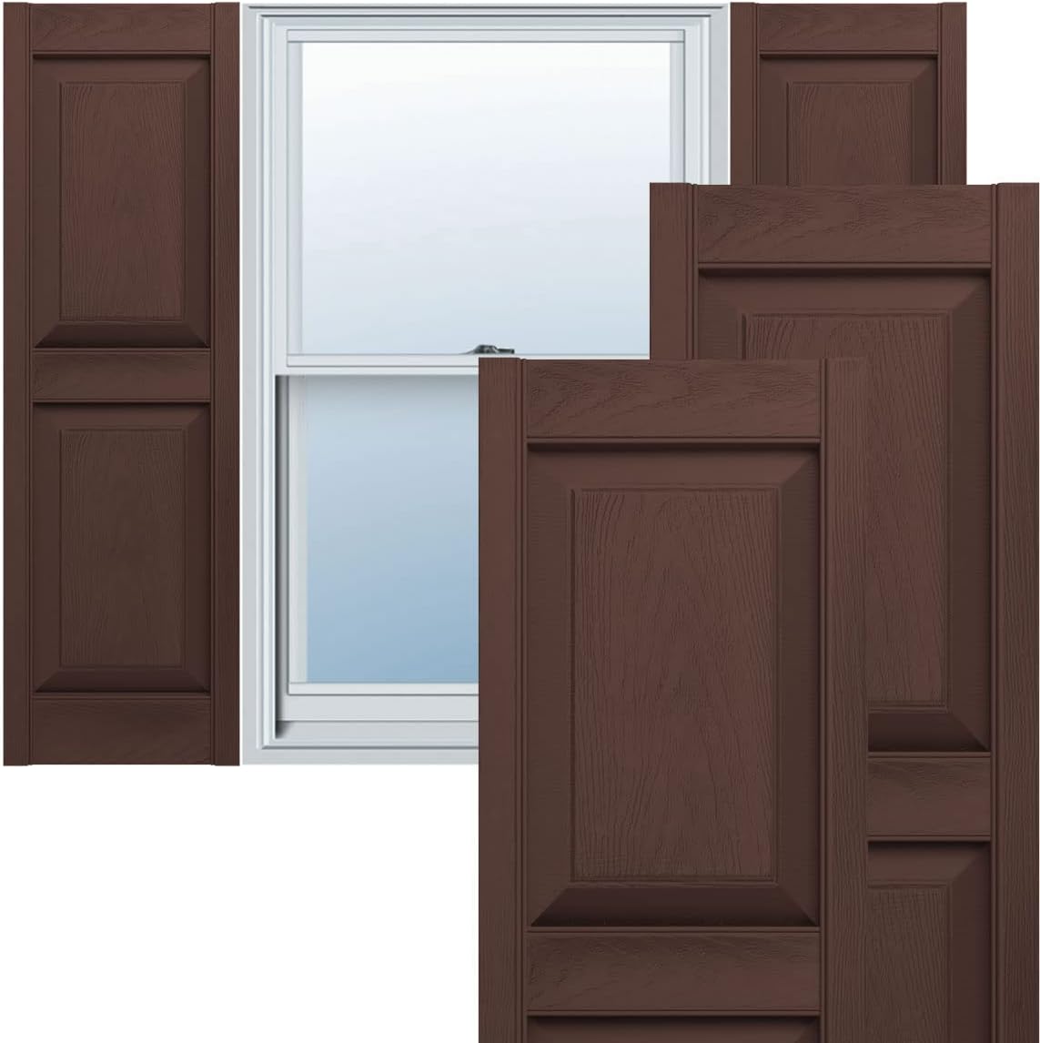 Ekena Millwork LP2S14X05500MG Lifetime Vinyl Standard Two Equal Panels with Raised Panel Shutters, 14 3/4" W x 55" H, Midnight Green, 1 Piece