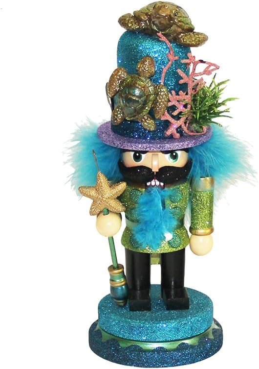 Kurt Adler Hollywood Nutcracker with Sea Turtle Hat, 11-Inch