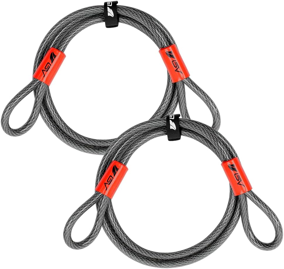BV 7FT Heavy-Duty Security Cable Lock with Loops – Extra Thick 10mm (3/8") Braided Steel, Cut-Resistant & Weatherproof Wire Cable for Padlock, Gate, Bike, Motorcycle & Outdoor Equipment
