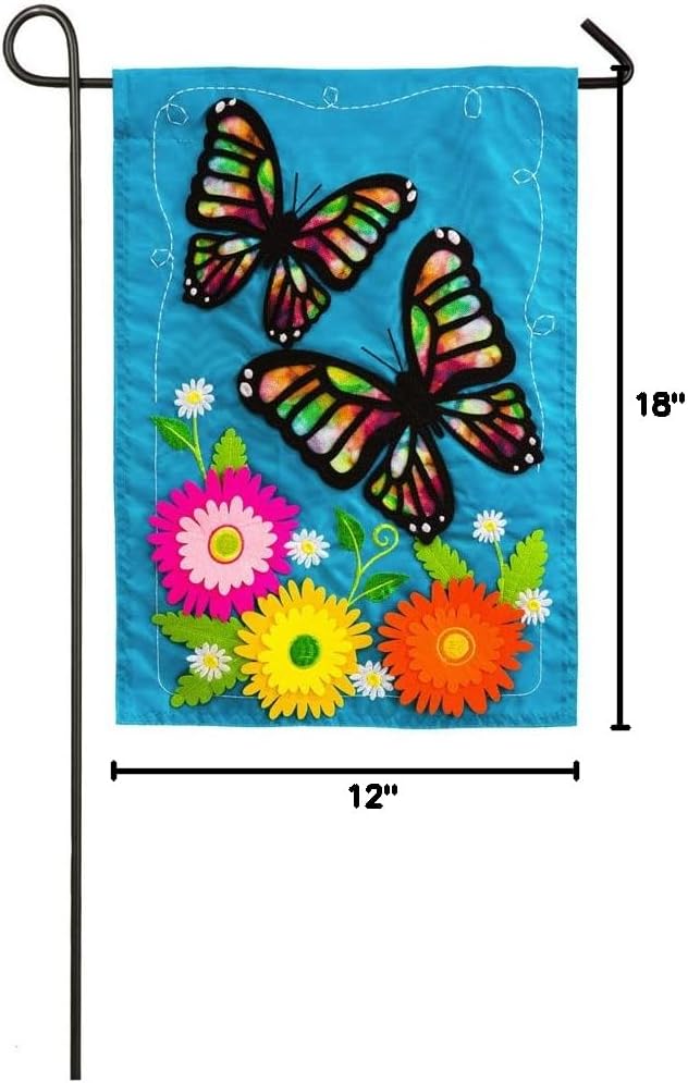 Evergreen Butterfly Beauty Applique Garden Flag, 12.5 x 18 inches