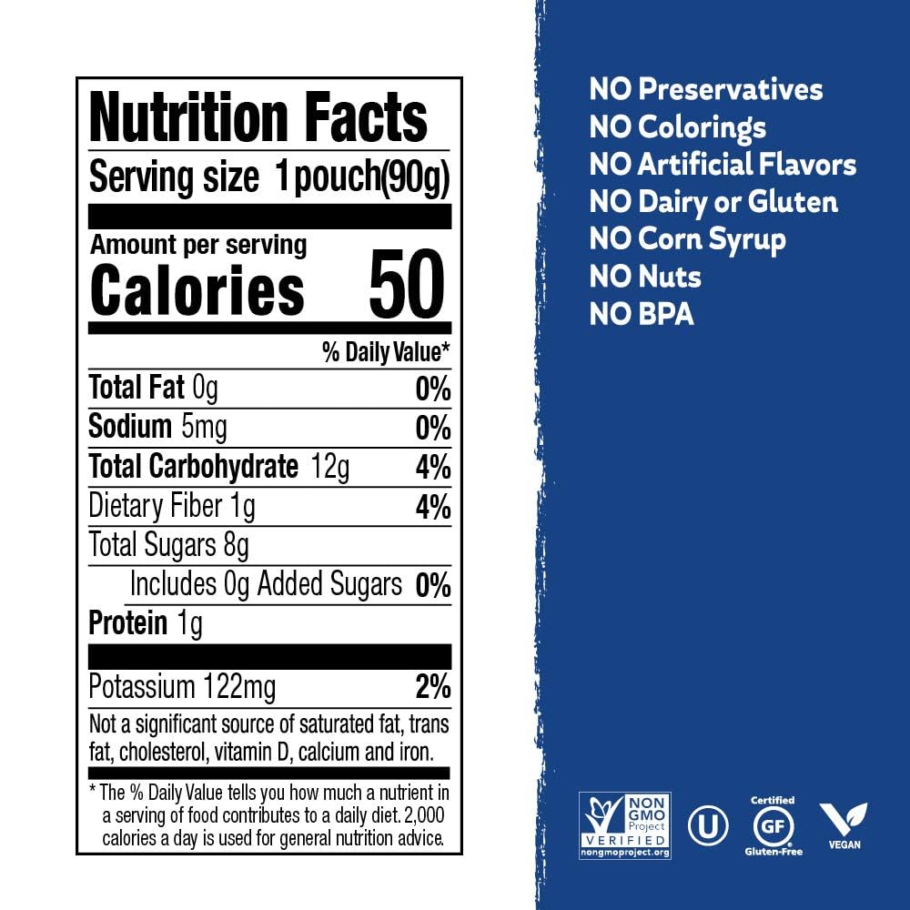 Buddy Fruits Snacks To Go Multifruit Unsweetened Applesauce 3.2oz Pouch (18pk) Gluten-Nut-Dairy-Preservatives-BPA Free, Non GMO, Kosher