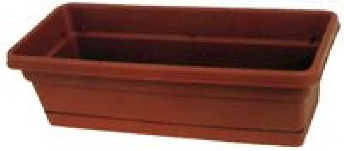 Southern Patio 30" Rolled Rim Window Box with Attached Tray, Terra Cotta