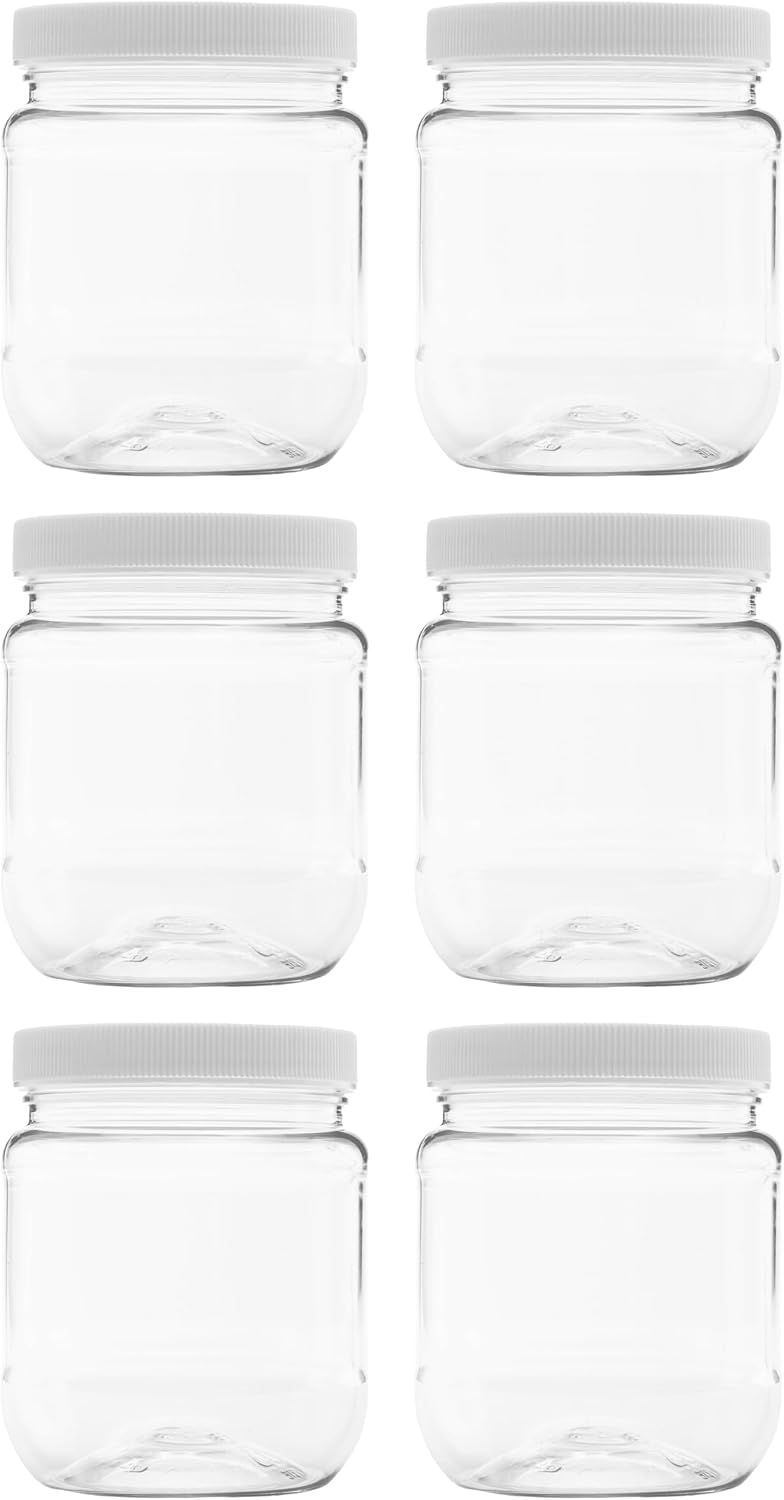 1 Pack - 128 oz (1 Gallon) Plastic Storage Jars with 110-400 Leak Proof Black Lids, Food Grade, BPA Free, Hand Wash Only (128oz, BLK, 1PK)