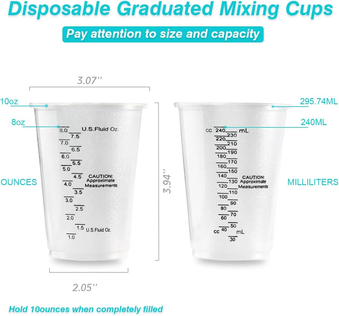 100pcs 8oz Graduated Clear Plastic Measuring Cups