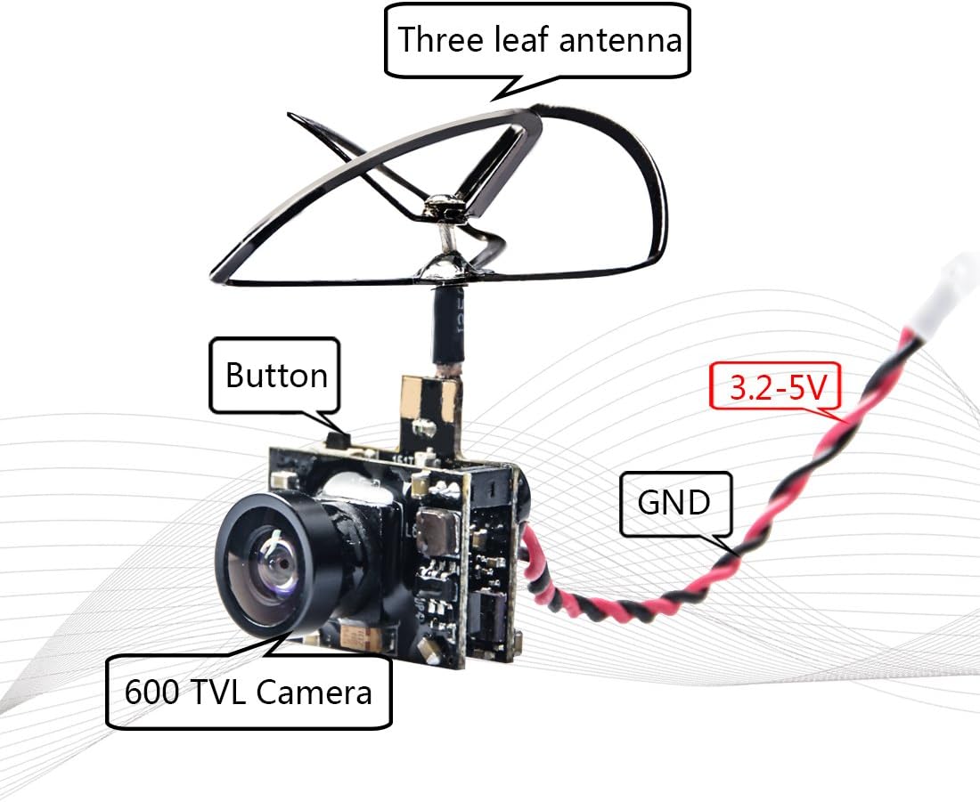 WT02 600TVL Ultra Micro AIO Camera and 200mW 5.8GHz Video Transmitter with Clover Antenna for FPV Indoor Racing