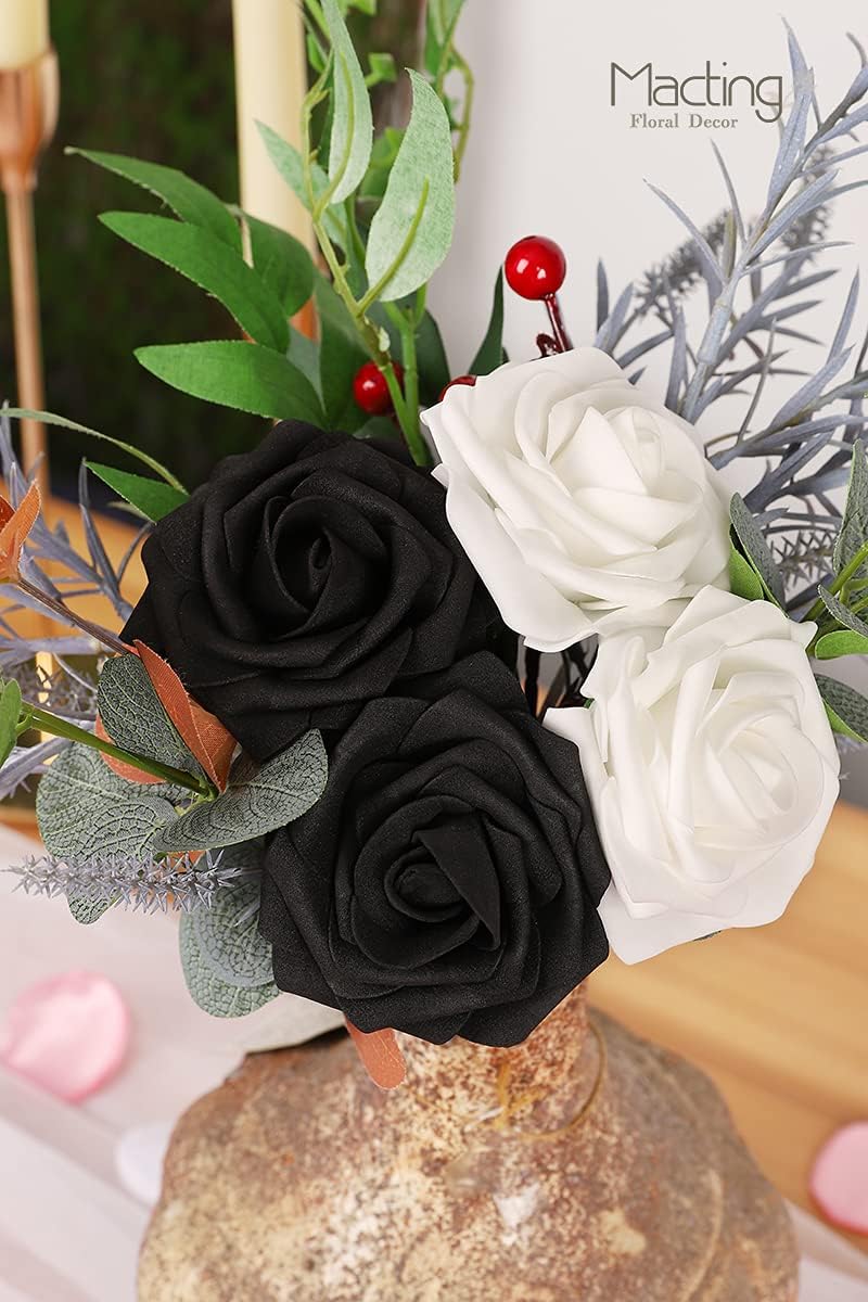 30PCS Yellow Artificial Flowers, Real Touch Fake Roses for Fall Decorations