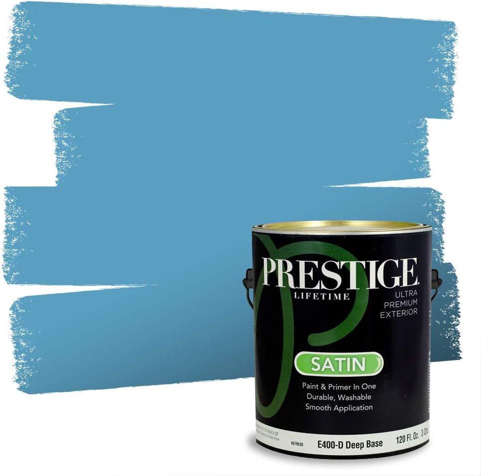 PRESTIGE Paints Exterior Paint and Primer In One, 1-Gallon, Semi-Gloss, Comparable Match of Sherwin Williams* Nifty Turquoise*
