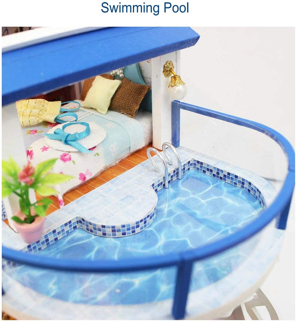 GuDoQi DIY Miniature Dollhouse Kit, Miniature House Kit 1:24 Scale, Tiny House kit with Music and Furniture Kit, Great Gift for Birthday Christmas