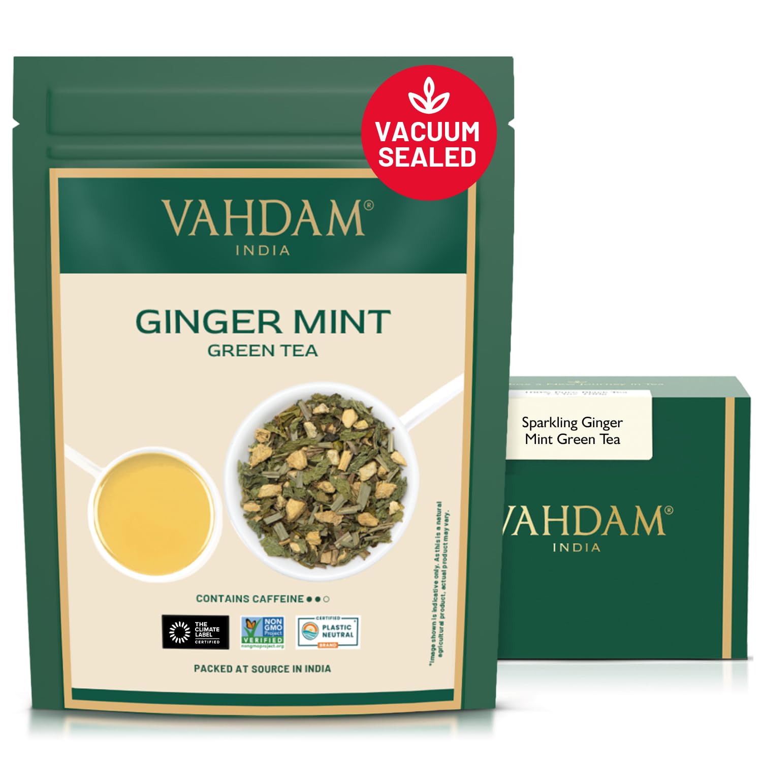 VAHDAM, Himalayan Green Tea Leaves (50+ Cups, 3.53 Oz) Non GMO, Gluten Free | High Elevation Grown Green Tea Leaves From Himalayas | Pure Unblended Single Origin Green Loose Leaf Tea | Vacuum Sealed