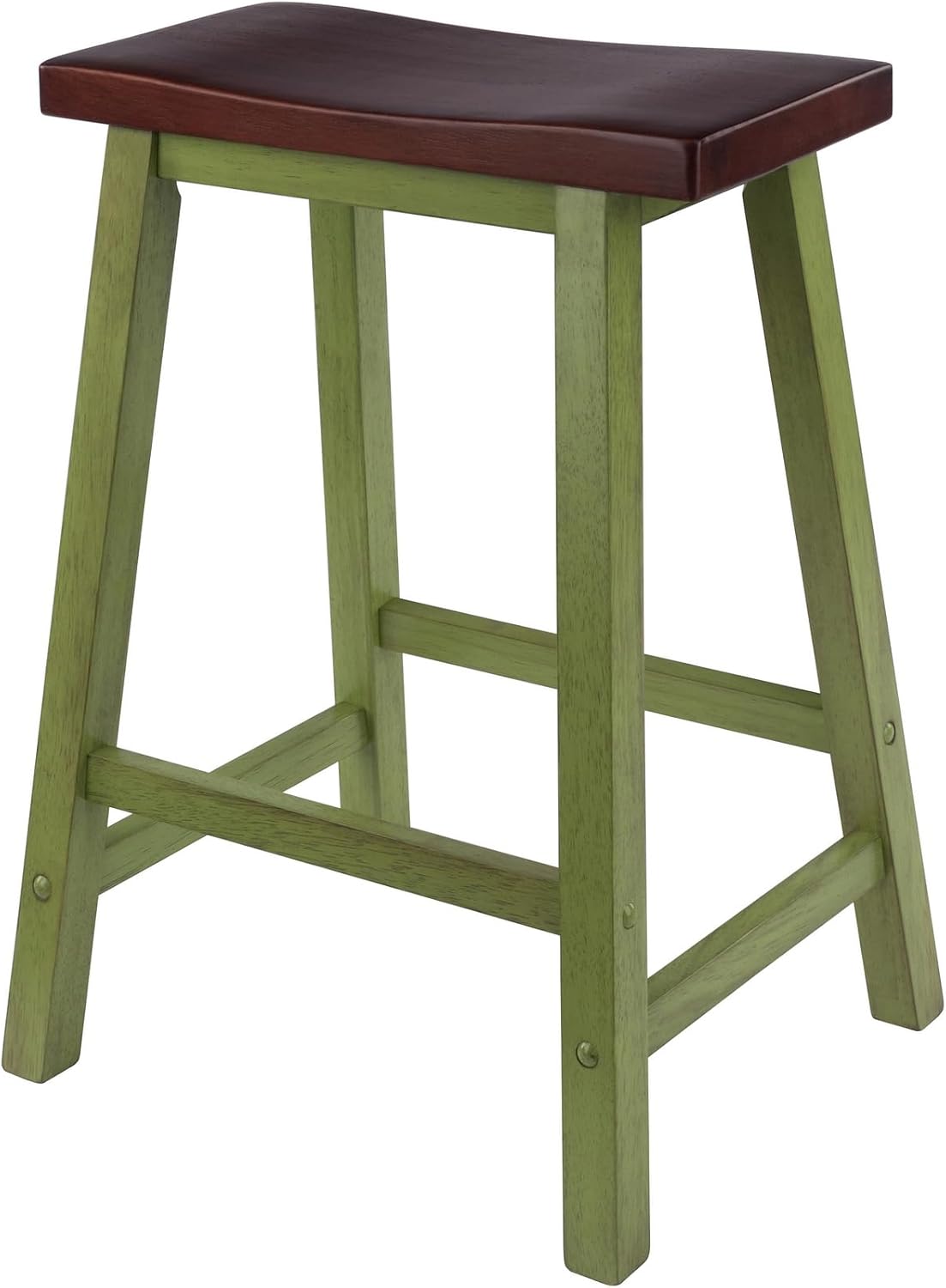 Winsome Satori Saddle Seat Counter Stool, Walnut, 24" | Classic Backless Bar Chairs for Kitchen & Dining Room Seating, Timeless Essential Furniture for Home, Dorm, Apartments