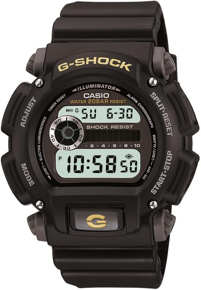 Casio DW9052 Series | Men’s Digital Watch | G-SHOCK | Black/Black | 1/100 SEC Stop Watch | Countdown Timer | LED Light | 200M WR | Shock Resistant