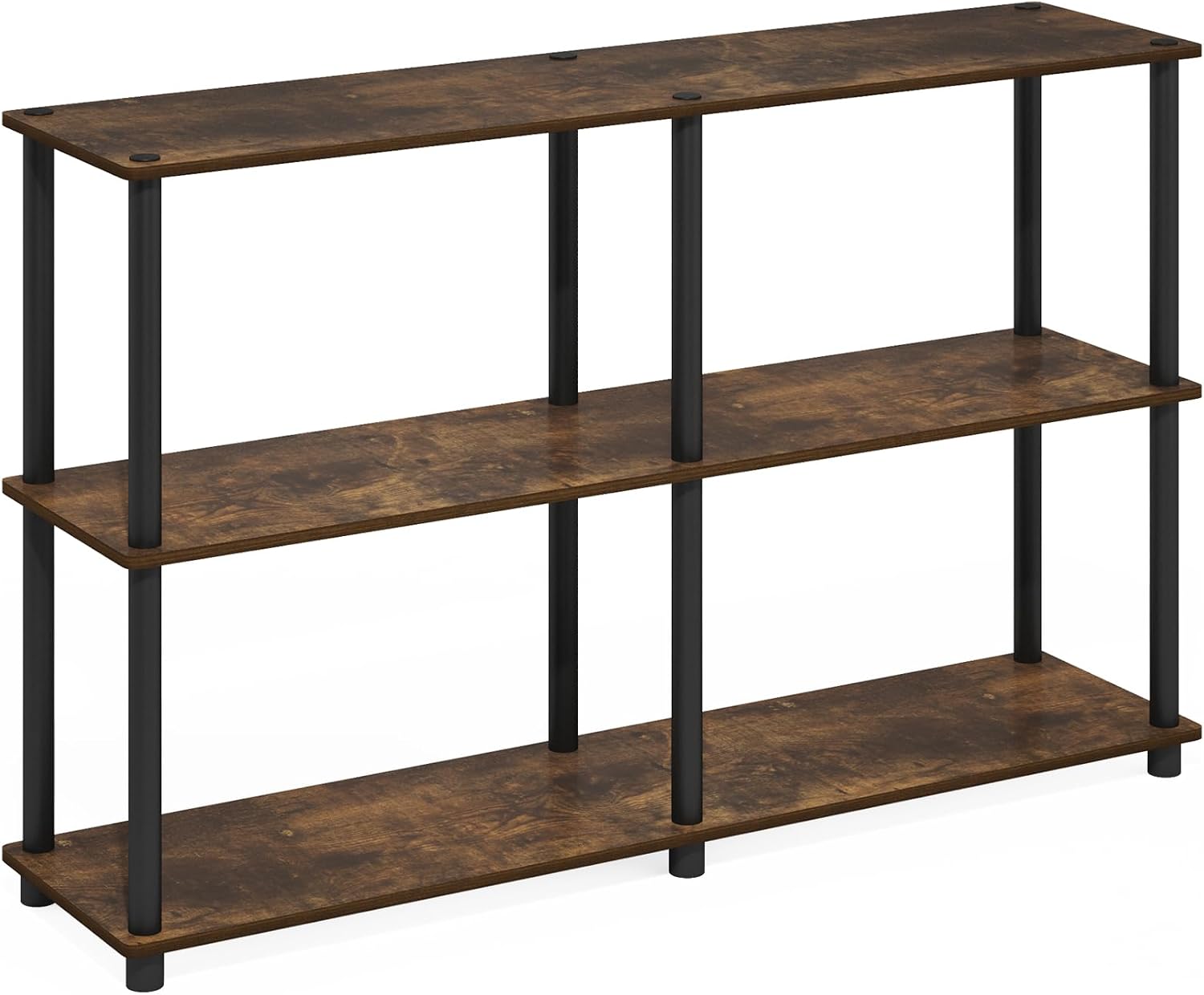 Furinno TURN-N-TUBE Storage Shelves, 3-Tier 47.4 Wide Book Shelf, Corner Shelf, Toolless Open Shelves, for Organization and Storage, Living Room, Garage, Home Office, Black