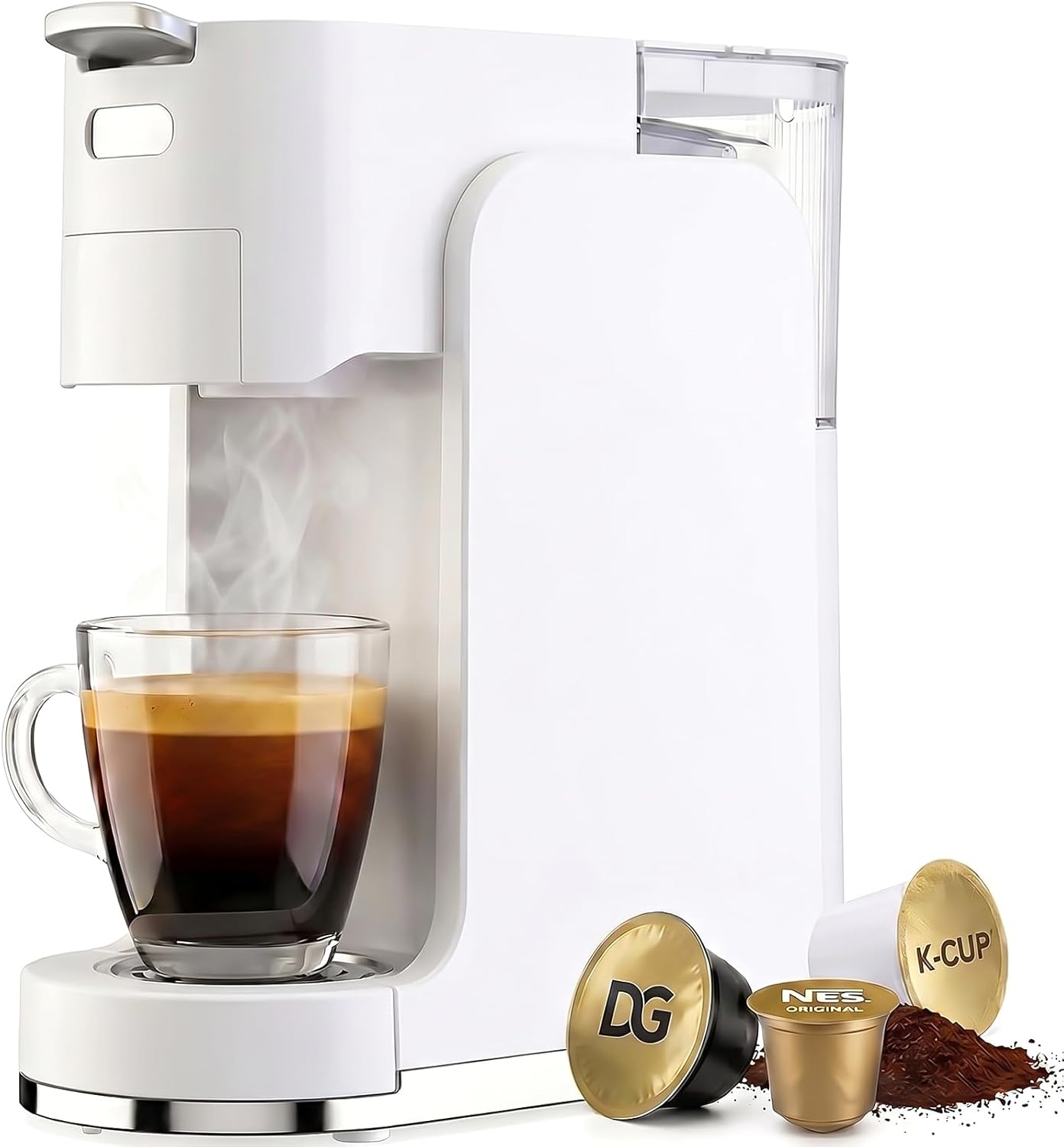 Single-Serve Coffee Maker, 4 in 1 Hot and Iced Coffee Machine, 20-Bar Espresso Coffee Maker for Ground Coffee, K-Cup Pod, NES Original and DG Pod