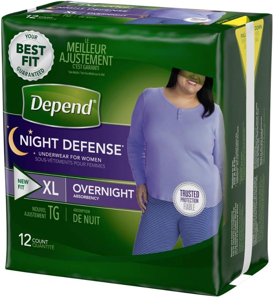Medium Overnight Depends Women - Night Defense Incontinence Underwear, Purple
