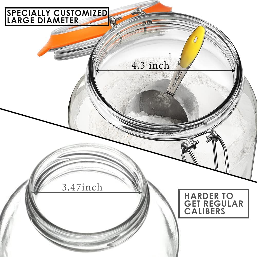 1 Gallon Glass Jars with Lids, 2 Pack Wide Mouth Mason Jars, 138 oz