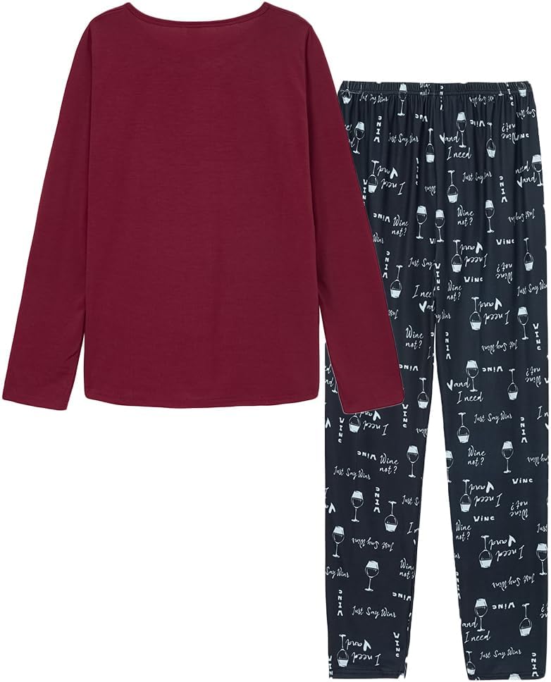HONG HUI Women Pajamas Set Soft Christmas Pjs Holiday Loungewear Set Long Sleeve Top With Pants,S-3XL