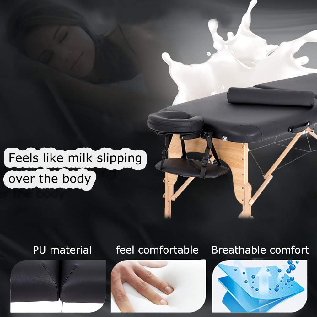 FDW Massage Table 28In Wide Height Adjustable Spa Table with Half Bolster Oxford Cloth Backpack for Spa Footmassage Facial CareSpa Tattoo
