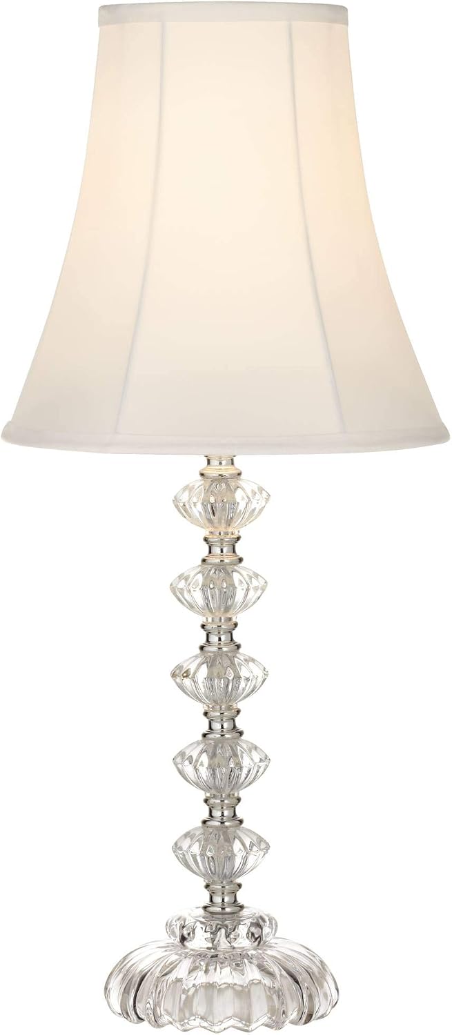 Bohemian 21" High Table Lamp Glass Stacked Traditional Modern Colored | Orchid Pink Chic Multi Kids Girls Living Room Bedroom Bedside House Nightstand Office Home Family Bell Shade