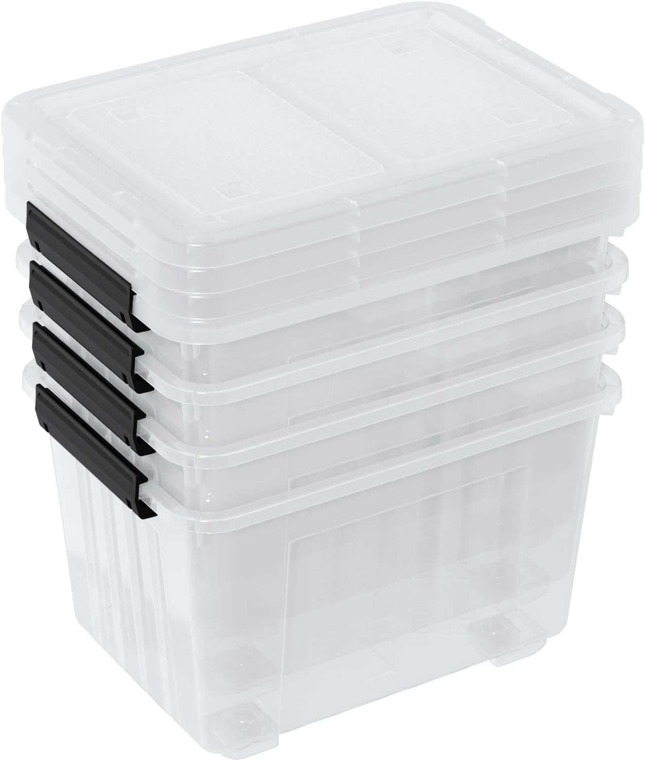 30L Plastic Storage Bin with Lid, Stackable Clear Container
