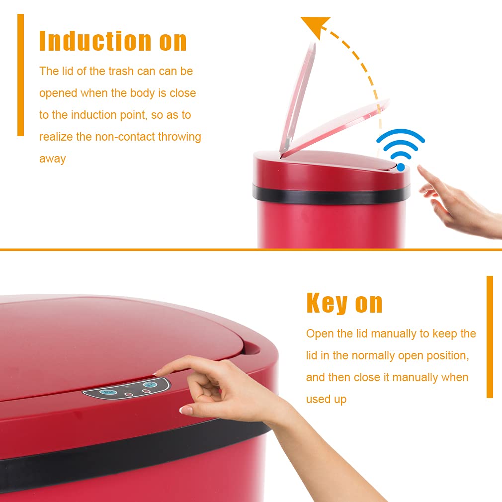 BestOffice | 13 Gallon Stainless Steel Trash Can with Lid | Steel | Automatic Touchless Garbage Can | Odor Control | Modern Oval Design | Easy to Clean | For Kitchen, Bathroom, Office or Home