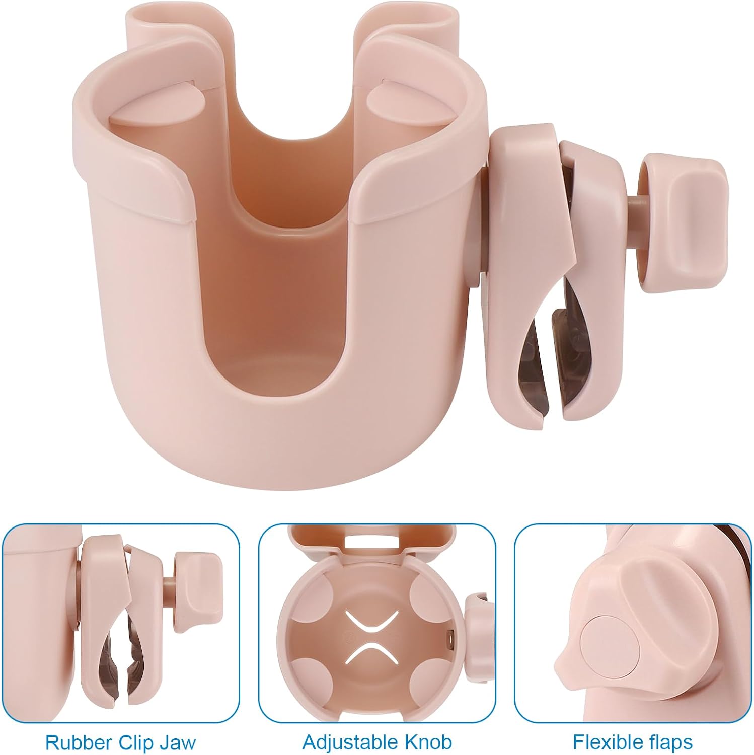 Accmor Stroller Cup Holder with Phone Holder, Bike Cup Holder, Universal Cup Holder for Uppababy Nuna Strollers, 2-in-1 Drinks Holder for Walker