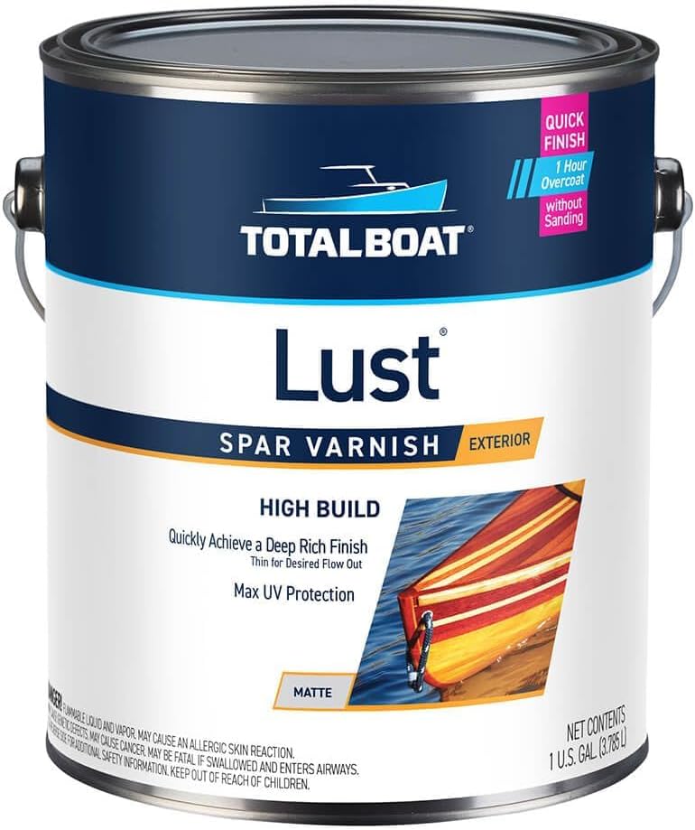 TotalBoat Lust Marine Spar Varnish for Boats & Wood - High Gloss Quart | Oil-Based Polyurethane Finish; High Build; UV Inhibitors; Wooden Boats, Yacht Brightwork, Furniture & Interior/Exterior Wood