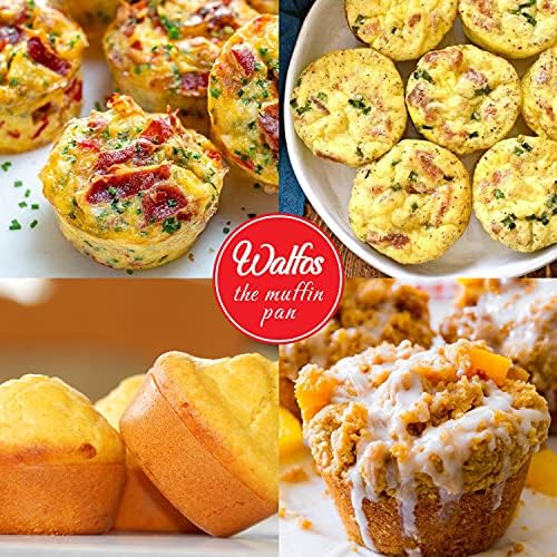 Walfos Silicone Muffin Pan - 6 Cup Non-Stick Silicone Cupcake Pan, Just Release! Food Grade and BPA Free Baking Cups, Perfect for Egg Muffin, Cupcake